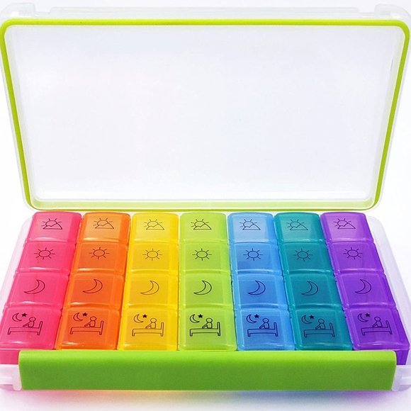 Motech Daily Pill Box 4 Times a Day Medication Pill Organizer, Rainbow 7 Days - Picture 2 of 8